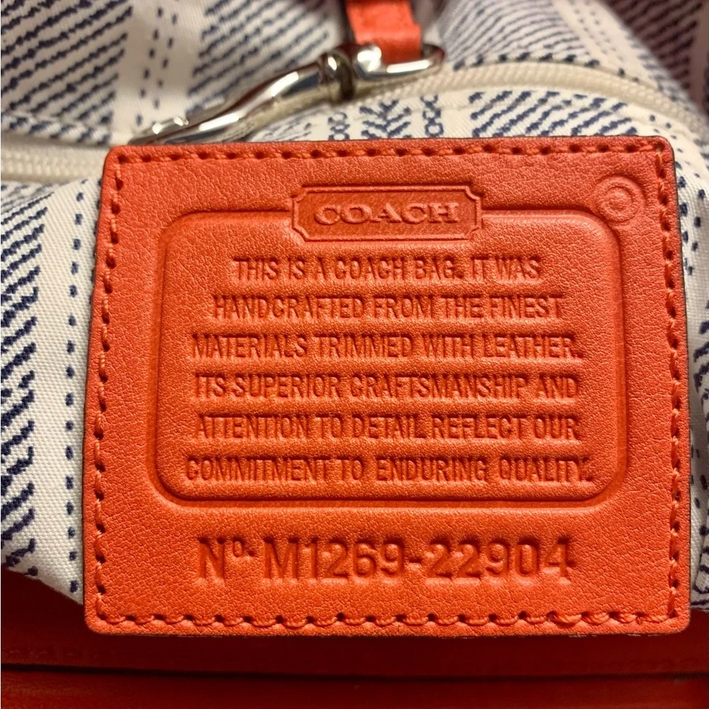 Coach Legacy Resort Summer Collection Raffia/Coral Leather Tote & Clutch